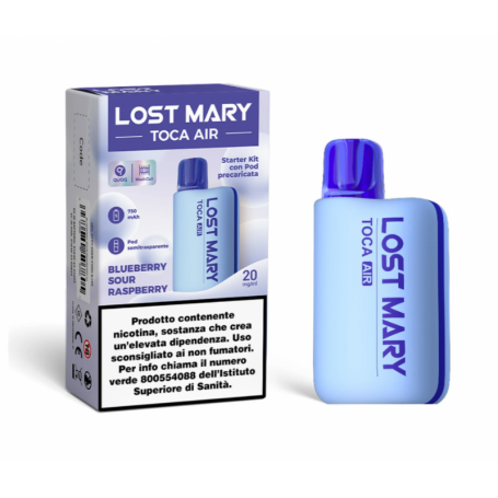 LOST MARY - TOCA AIR - STARTER KIT 750 mAh + RICARICA - BLUEBERRY SOUR RASPBERRY