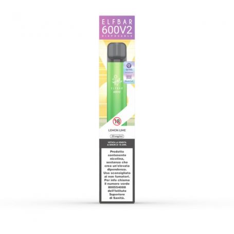 ELFBAR 600 V2 - POD USA E GETTA - LEMON LIME